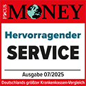 Focus-Money Testsiegel mit der Auszeichnung für einen hervorragenden Service.