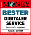 Focus-Money Testsiegel mit der Auszeichnung für digitalen Service