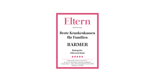 Siegel der Zeitschrift Eltern: beste Krankenkasse für Familien