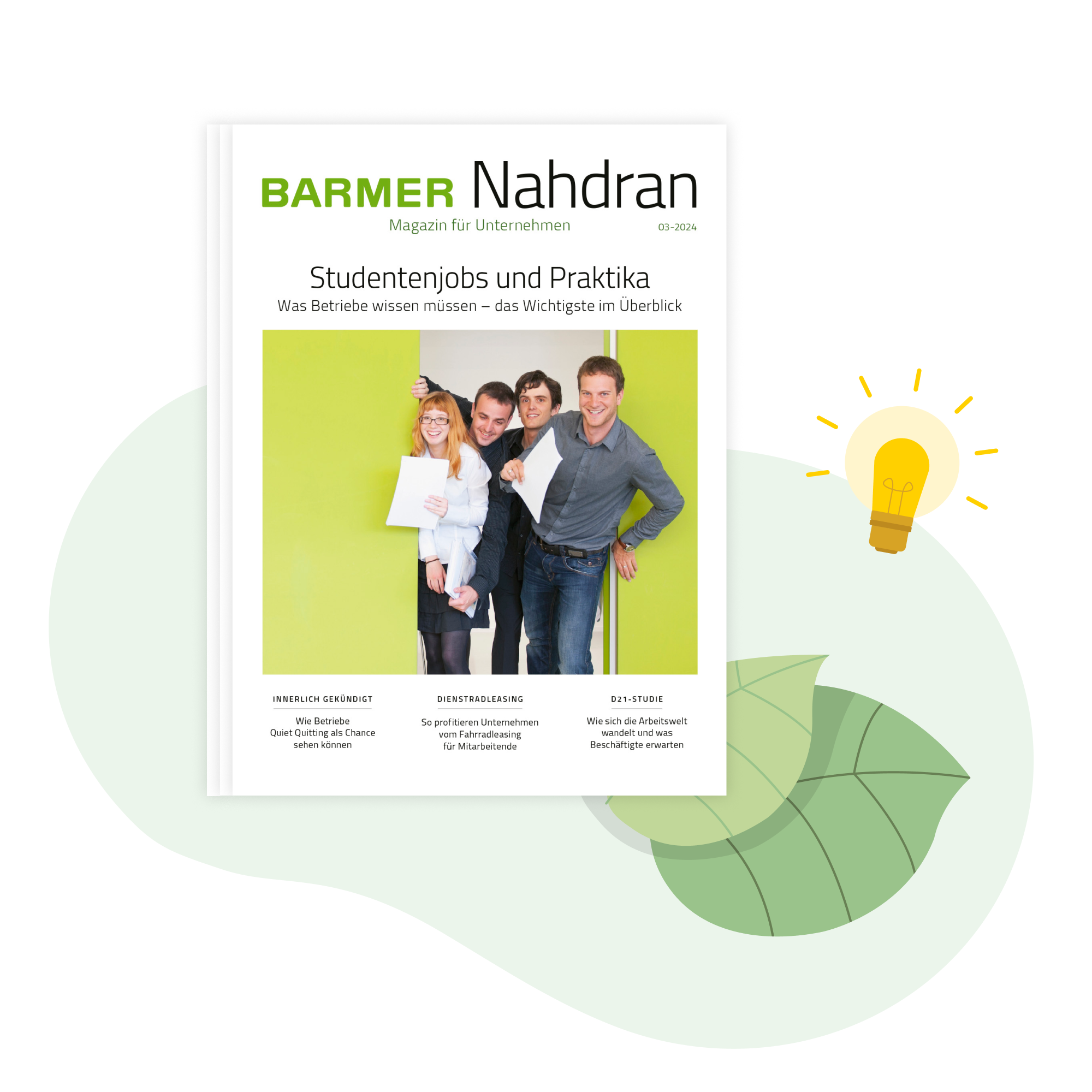 Aktuelle Ausgabe des BARMER Firmenmagazins Nahdran