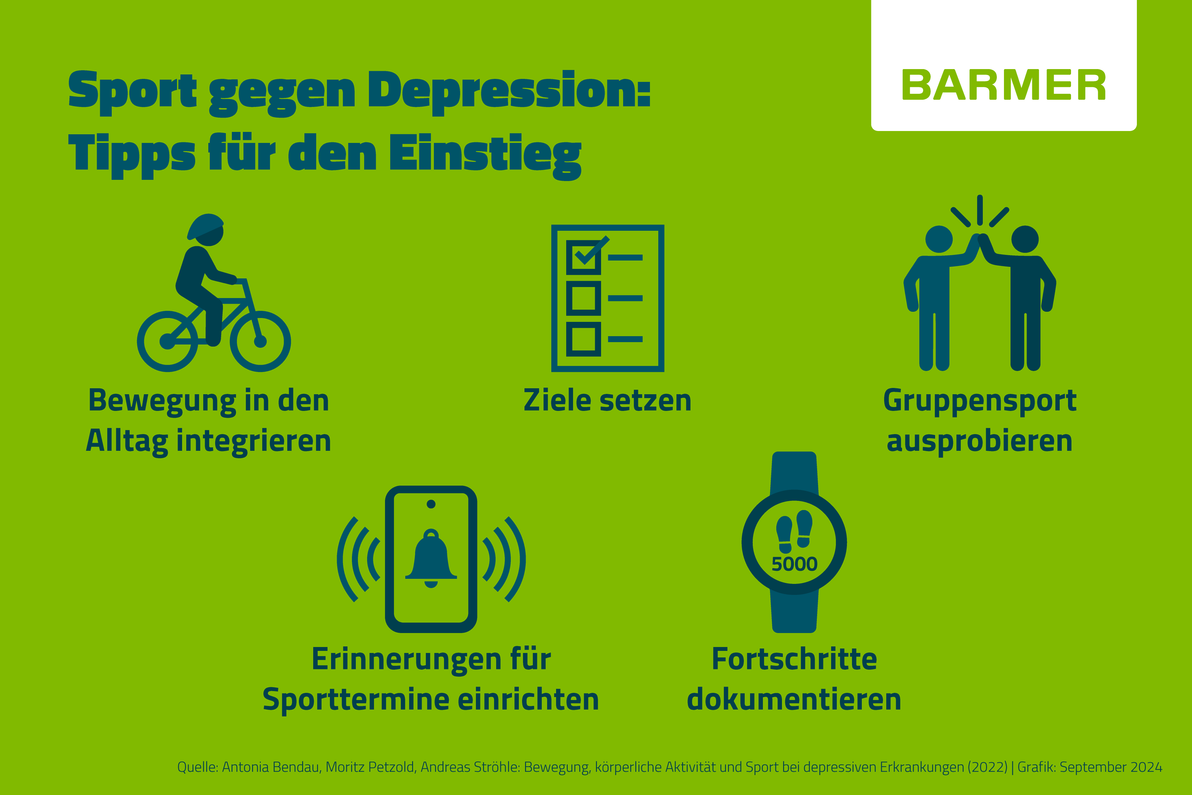 Sport gegen Depression: Sich kleine Ziele zu setzen kann zum Beispiel helfen, den Einstieg in ein regelmäßiges Sportprogramm zu schaffen.