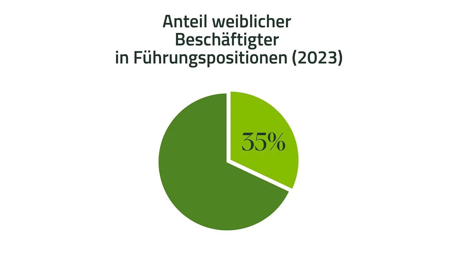 Infografik: 35 Prozent Anteil weiblicher Führungskräfte im Jahr 2023